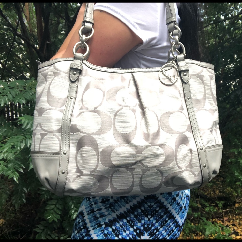 Coach purse, Grey with silver accents